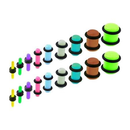Red Ear Gauges BodyJ4You 18PCS Plugs Stretching Kit 14G-00G Mix Ear Gauges Set Acrylic Double O-Ring Expanders ()