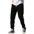 thumbnail image 2 of Men's Solid Color Straight-Fit Chino Jogger Pants with Drawstring Waistband – Ankle Tied, Loose & Comfortable Casual Business Pants, 2 of 5