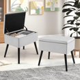 thumbnail image 3 of Favory Vanity Stool Chair with Storage, Multifunctional 20" Makeup Seat with Wood Legs, Ottoman Foot Rest, Upholstered Tufted Makeup Vanity Chair for Dressing Bedroom Living Room,Grey,2, 3 of 10