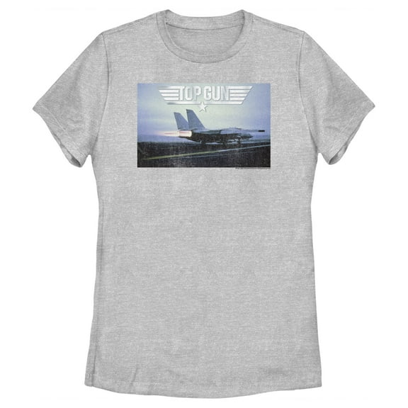 Women's Top Gun Fighter Jet Ready for Takeoff Distressed Graphic T-Shirt