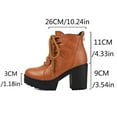 thumbnail image 6 of Women's Lace Up Winter Fall Platform Ankle Boots Wide Toe Box Chunky High Heel Mid Calf Gothic Combat Booties Yellow Size 6.5, 6 of 7
