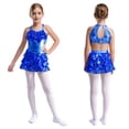thumbnail image 1 of Alvivi Robe de Performance de Danse Latine Jazz Hip Hop Sans Manches à Volants à Paillettes pour Filles Bleu 10, 1 of 6