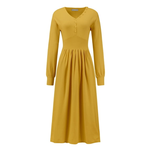 DARING DIVA Long Sleeve Sweater Ribbed Knit Midi A-Line Dress S Dark Yellow