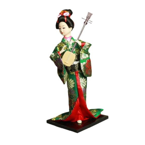 flameer Japanese Geisha Kimono Doll 12inch Collectible for Bedroom Bookshelf Cabinet Shamisen