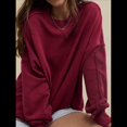 thumbnail image 4 of Sudadera con Capucha de Cuello Redondo y Forro Extragrande para Mujer, Lindas Camisetas de Larga, Ropa Preppy para Adolescentes (2025) Vino Tinto L, 4 of 9