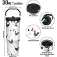 thumbnail image 3 of 30 oz Chicken Tumbler With Handle and Straw, 30oz Rooster Flip Straw Tumbler Insulated Coffee Travel Mugs Cup Water Bottle Chicken Gifts for Elephant Lovers Women Girls, 3 of 6