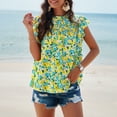 thumbnail image 3 of Baywell Women's Casual Summer FloralTops Ruffle Short Sleeve Mock Neck Fashion Chiffon Loose Blouse Shirts Tops, 3 of 7