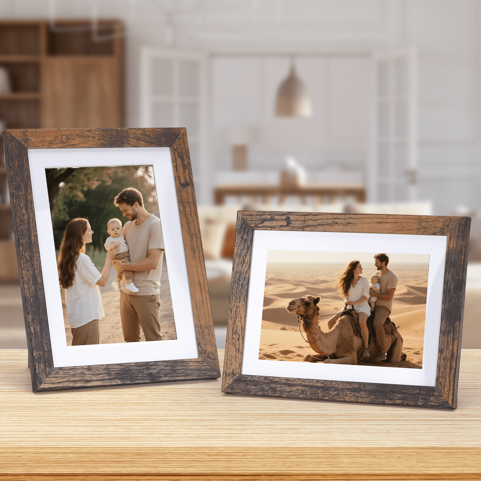 15 Pack 5x7 Picture Frames Matted to 4x6 Photos, Gallery Wall Picture Frame, Brown