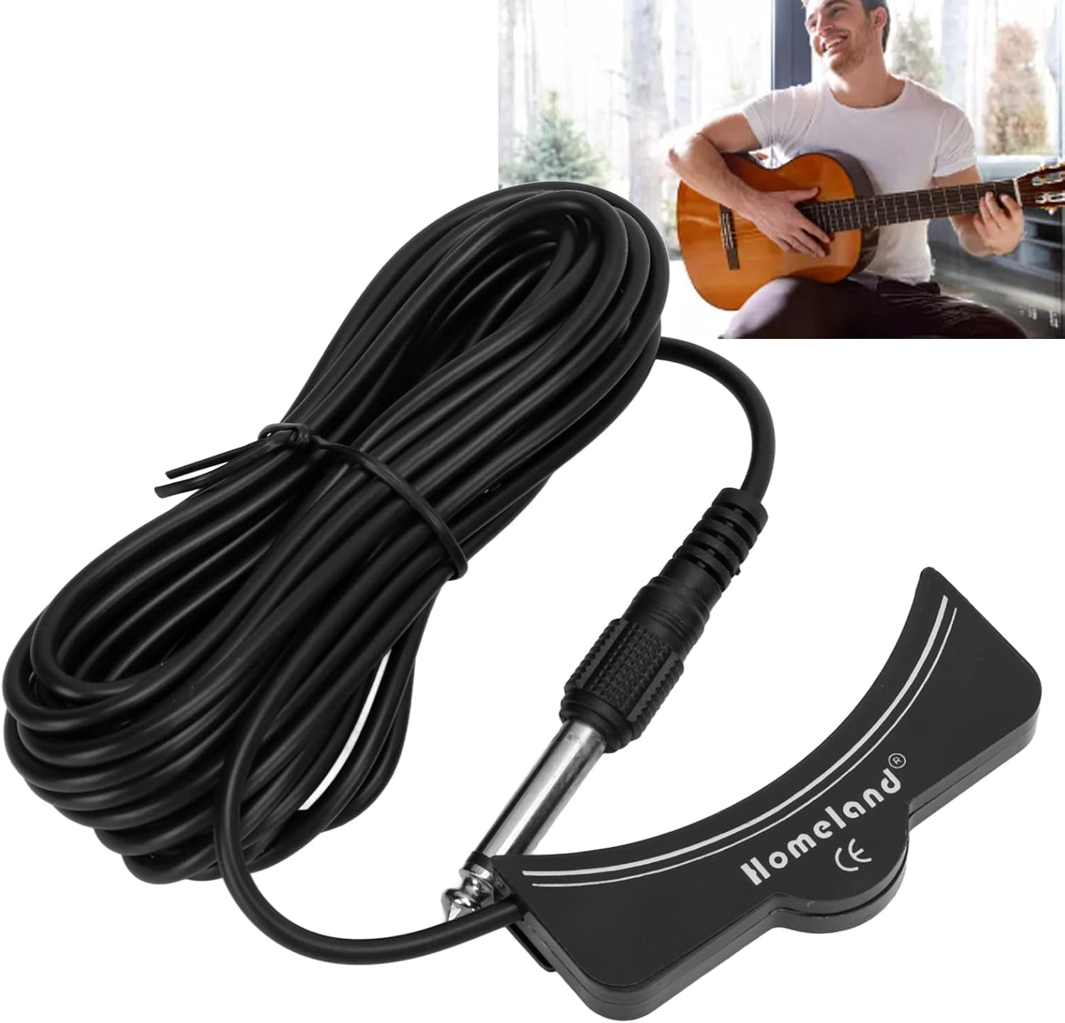 Acoustic Guitar Sound Hole Pickup High Sensitivity Magnetic Transducer Low Noise With Audio Cable For Classical Folk Guitars Black