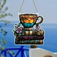 thumbnail image 4 of Floral Books And Tea Cups Acrylic Decoration Book Lovers Light Catcher Window Hanging Unique Housewarming Suitable For Readers And Literary Decoration Car Decorating Christmas Stone Rain Chains, 4 of 4