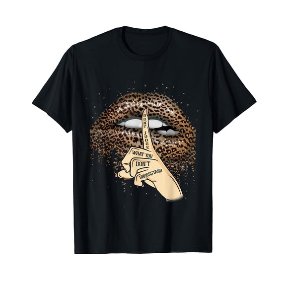 Cool Lips Bite Kiss Cheetah Print Womens Leopard Lip T-Shirt