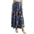 thumbnail image 2 of Hirigin Store Women Long Skirt, Elegant High Waisted Skirt Solid/Flower Print Summer Swing Skirt, 2 of 10