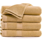 World Famous Royal Comfort 100% Cotton Bath Towel Size 27x54 at 17.5 lbs per dz Weight ! Pack of 4 Tan Towels. DO not Settle for Less! Towels for Pool, Gym, Spa ,and Dorm.