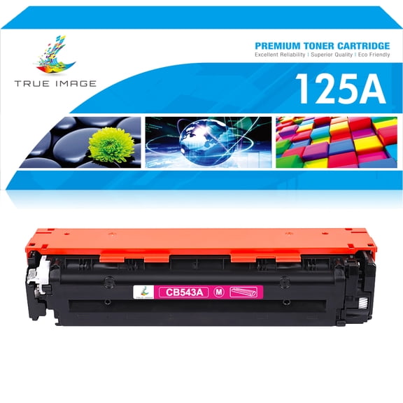 True Image 1-Pack Compatible 125A Toner Cartridge for HP CB543A 125A Work with LaserJet CP1215 CP1515N CP1518NI CM1312NFI Printer (Magenta)