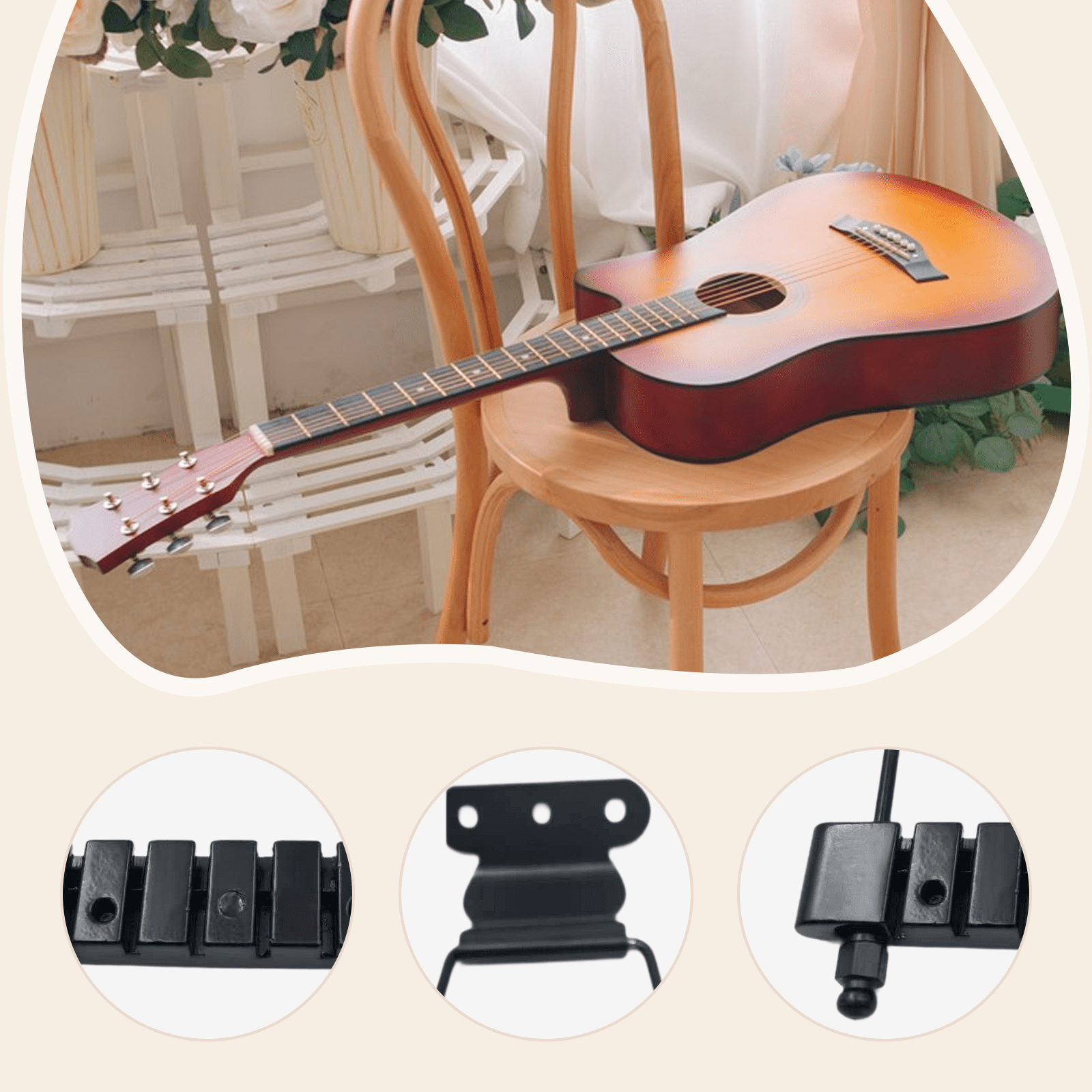 Tailpiece Bridge Guitar Pull Board Stable Metal Design Compatible with Semi Hollow Body Jazz Guitar