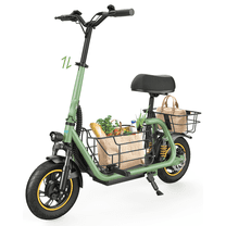 MIHOVER 550W 2025 New Upgraded Electric Scooter with Seat for Adult, 12 inch Commuter Electric Scooter with Dual Shock Absorbers and Double Basket - Up to 25 Miles 18.6MPH-Green（Pet Friendly）