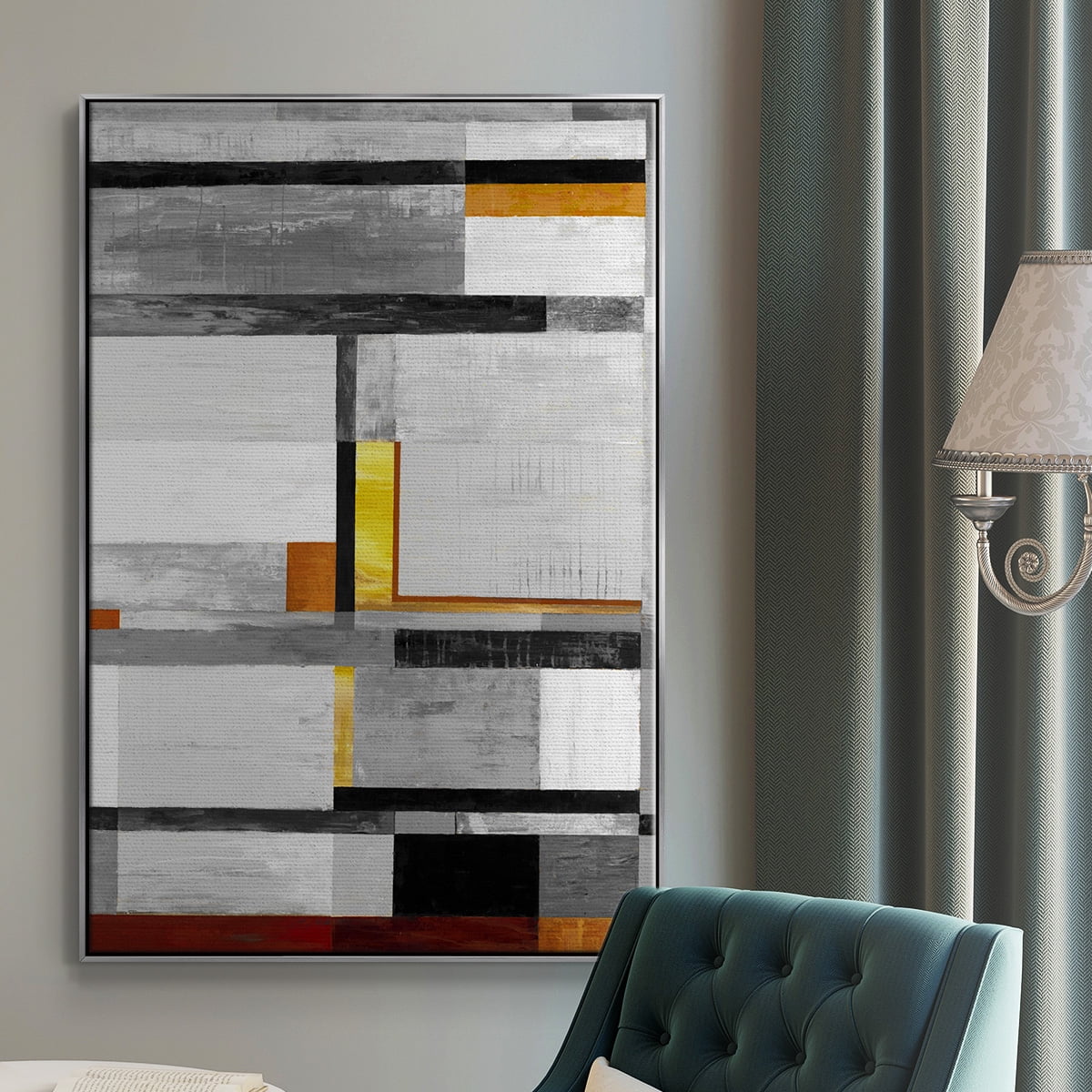 Retro Spectrum V7 Framed Premium Gallery Wrapped Canvas - Ready to Hang - 17 x 25 - Silver Floating Frame