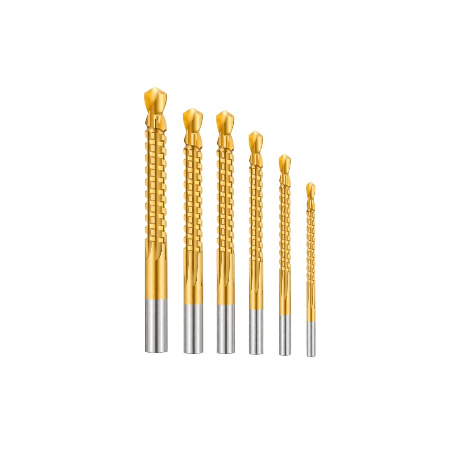 6 Piece Serrated Twist Drill Bit Set High Speed Steel Multi Material Hole Cutting Tools Rotary Tool Accessories for Diy Craft Home Improvement and General Workshop Use