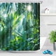 thumbnail image 1 of Cortina de ducha con ganchos de bosque de jungla, 180 x 200 cm, cortina de baño con hojas de plátano verde y plantas tropicales, resistente al agua, a prueba de moho, cortina de tela de, 1 of 4