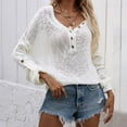 thumbnail image 6 of JINMGG V Neck Sweaters for Women Fall Winter Clearance,Women Casual Solid Knitting Buttons Long Sleeve V-Neck Sweaters Tops, 6 of 8