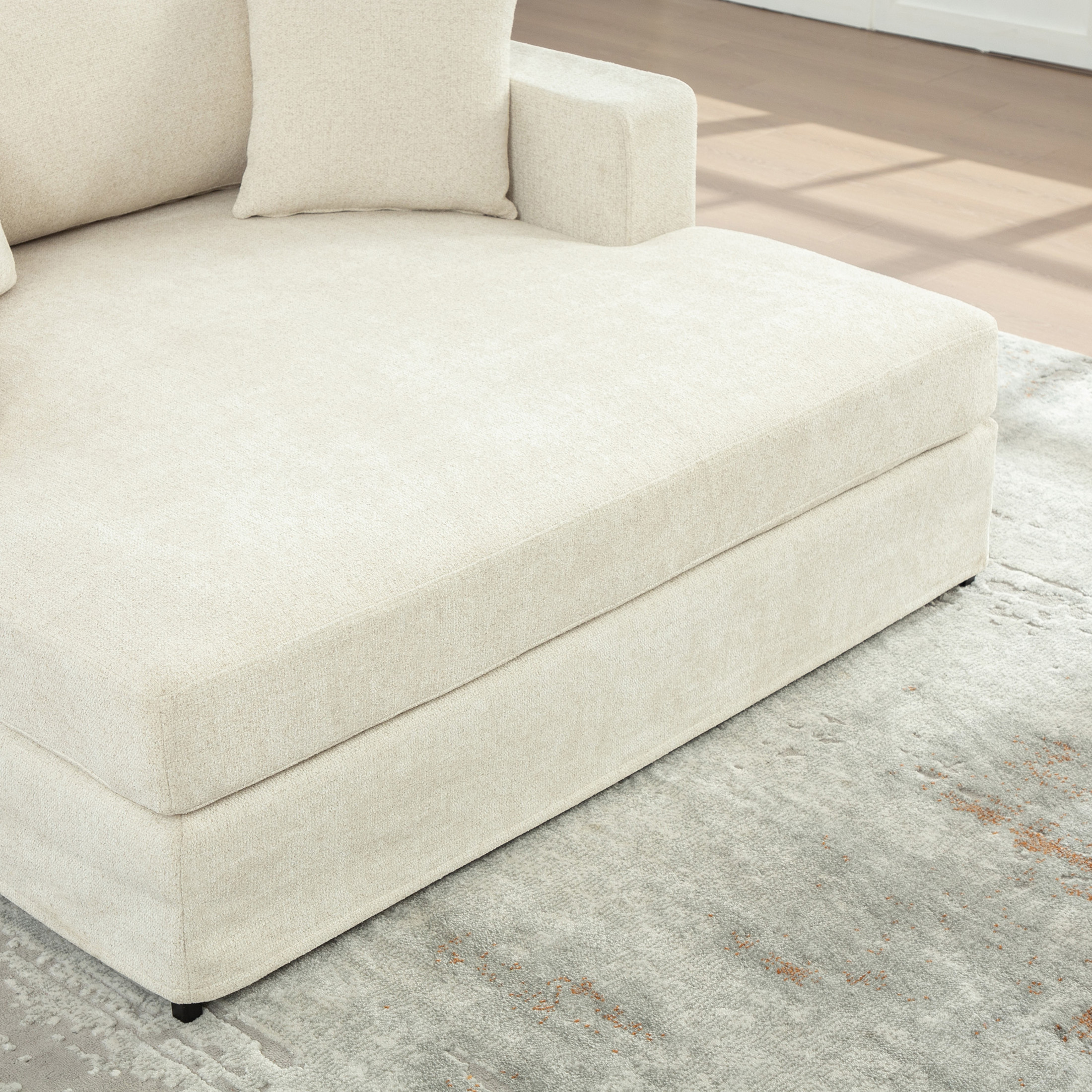 Noble House Auburn 56" Chenille Sofa Bed, Extra Wide Sleeper Chair with Metal Legs for Living Room, Apartments, Beige