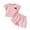 Pink, variant on Girls Summer Outfit 2 Piece Set - Striped T-Shirt with Matching Shorts Casual Sporty Kids Clothes for Toddler Youth Ages 1-10(Blue/90)