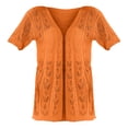 thumbnail image 4 of OIUUAK Boho Cardigan for Women,&nbsp;Kimono Short Sleeve Lightweight Summer Oversized Open Front Knit Sweater Beach Cover Up Outfits, Orange, 4 of 9