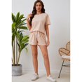 thumbnail image 4 of SMZ Women's Pajama Sets Soft Comfy Lounge Set Loose Casual Stretch Loungewear Short Sleeve Top and Shorts with Pocket, 4 of 5