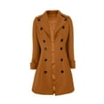 thumbnail image 5 of Women's Double Breasted Wool Coat, Notch Lapel Winter Overcoat, Knee Length Slim Fit Trench, Tailored Wool Blend Coat, Business Casual Outerwear Coffee S, 5 of 6