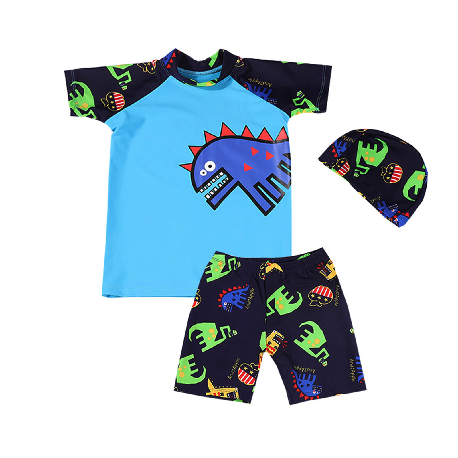 TAIAOJING Boys Two Piece Swimsuit Toddler Suit Boys Bathing Dinosaur Baby Beach Girls Swimwear 3
