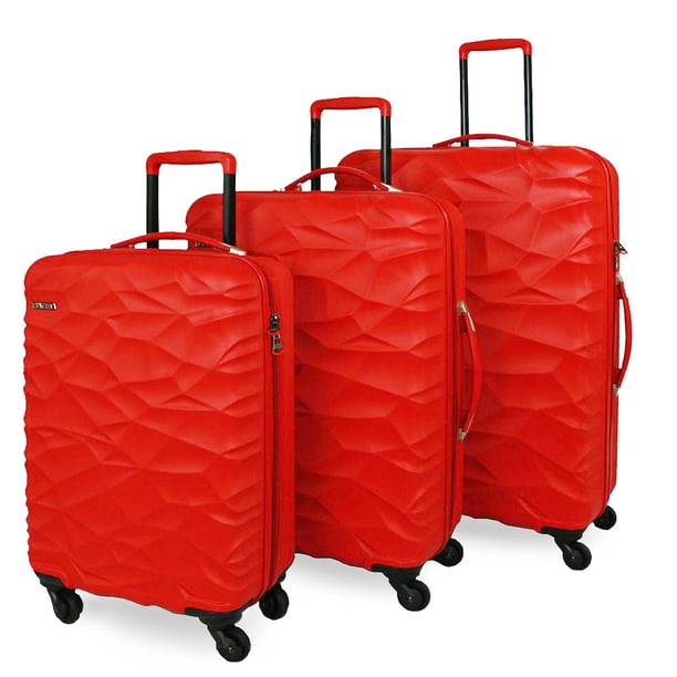 Set de 3 Maletas Rigidas Pianeta MRAD rojo 4 Ruedas