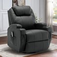 thumbnail image 1 of Lnsenfin Manual Swivel Rocker Recliner Chair with Massage Faux Leather for Living Room,Black, 1 of 7