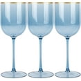 thumbnail image 2 of (20 PACK) EcoQuality Translucent Plastic Blue Wine Glasses with Gold Rim - 12 oz Wine Cups with Stem, Disposable Shatterproof Wine Goblets, Reusable, Elegant Drink Cup Tumblers Weddings, Party, 2 of 4
