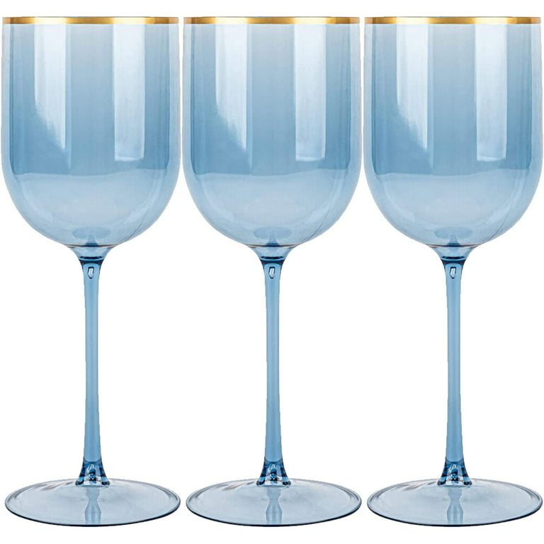 Set of 6 Short Stem Water Glasses with Gold Rim