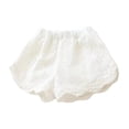 thumbnail image 2 of Girls Eyelet Lace Shorts Elastic Waist Scallop Hem Lightweight Casual Shorts for Summer Beach Vacation Daily Wear & Family Gathering Outfits White 110, 2 of 5