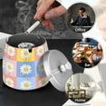 thumbnail image 4 of Yayeee Ashtray with Lid for Cigarette Smokeless Stainless Steel Home Ash Holder, Light Blue Daisy, 4 of 7