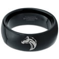 thumbnail image 2 of Tungsten Horse Bronco Equestrian Band Ring 8mm Men Women Comfort Fit Black Dome Polished, 2 of 4