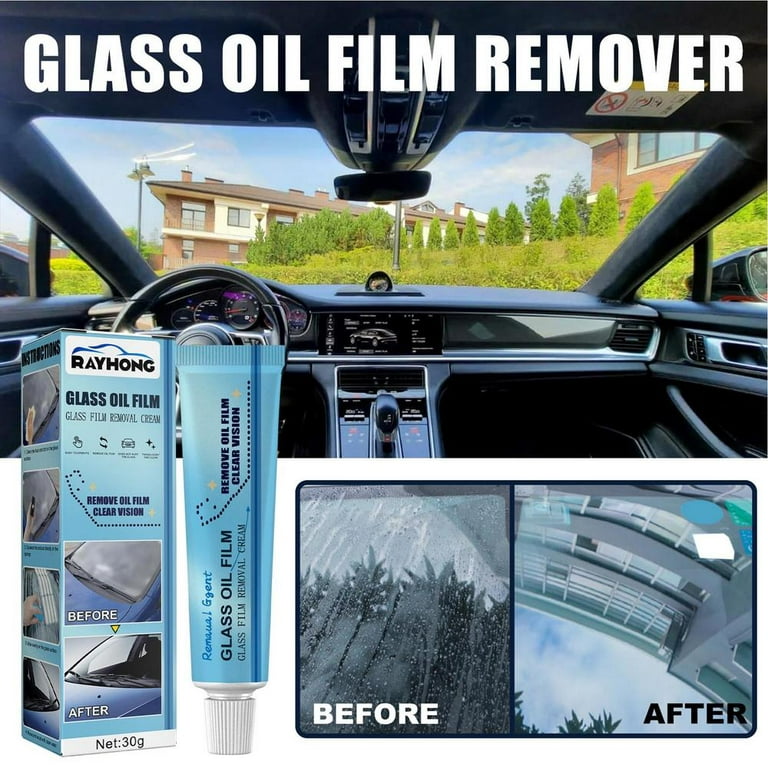 Car Glass Oil Film Stain Remover Polishing Cleaning Bathroom Window Glass  Front Windshield Water Spot Removal Cleaner with Sponge&Towel