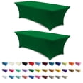 thumbnail image 1 of ABCCANOPY 2 Pack 8 ft Spandex Tablecloths Stretch Table Cover Rectangular Table Fitted Polyester Tablecover Table Toppers Forest Green, 1 of 5