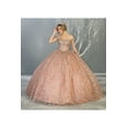 thumbnail image 4 of Women's Layla K LK152 Off The Shoulder Corset EmbroideChristmas - New Year Holiday Red Quinceanera Formal Ball Gown Rose Pink Gold 4, 4 of 5