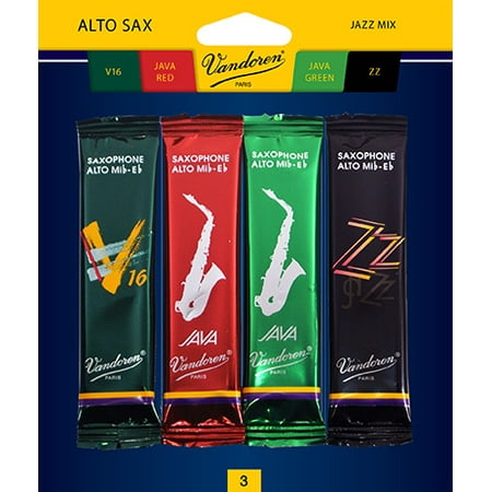 Vandoren Alto Sax Jazz Reed Mix Card includes 1 each ZZ, V16, Java and Java Red Strength (Best Alto Sax Reeds For Jazz)