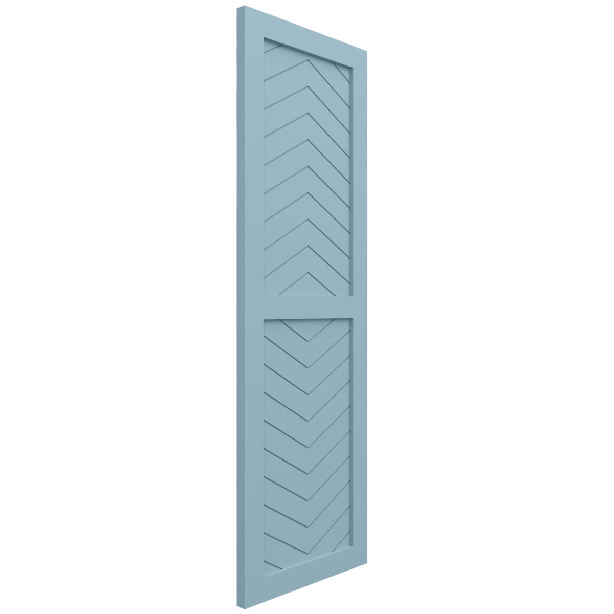 Ekena Millwork 15"W x 71"H True Fit PVC Two Panel Chevron Modern Style Fixed Mount Shutters, Peaceful Blue (Per Pair - Hardware Not Included)