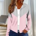 thumbnail image 4 of Women's Full Zip Up Hoodie Cardigans Striped Print Casual Fashion Outerwear Hooded Sweatshirt Fall Spring Coats (XL, Pink 01), 4 of 6