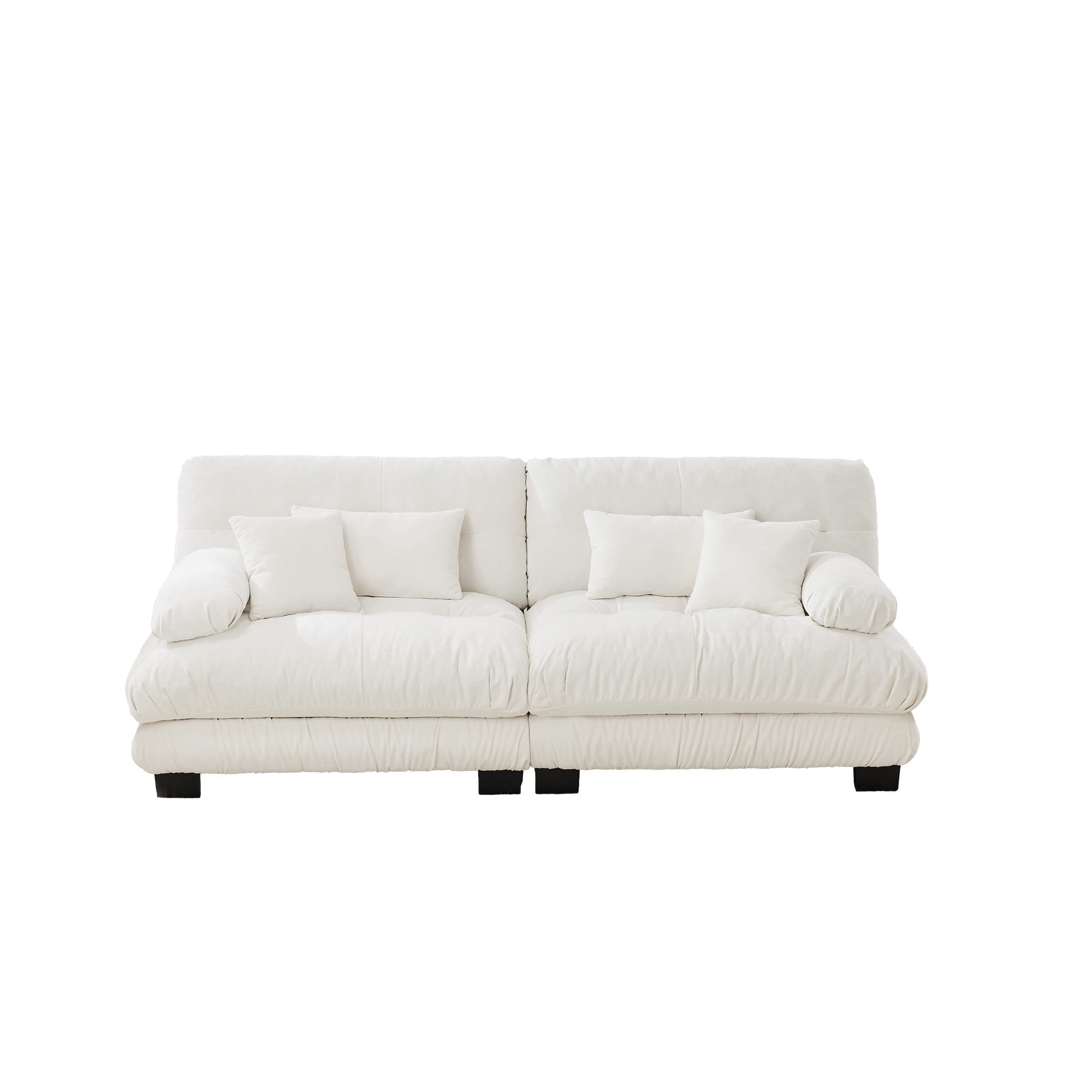 Gewnee White Chenille Cloud Couch 2 Seater Sofa for Living Room, Chenille 2 - Seat sofa with 2 Lumbar pillows and 2 throw pillows,
