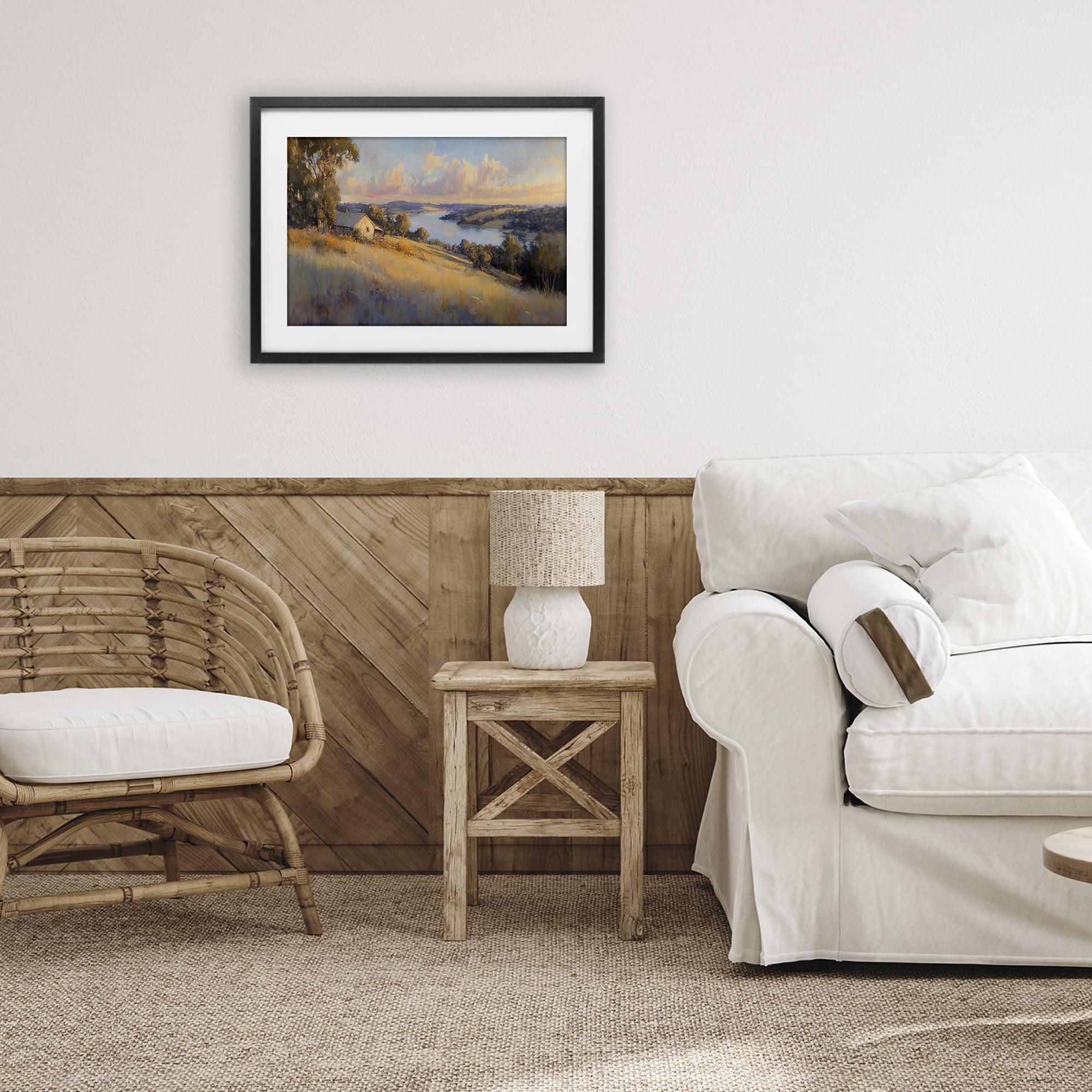 Stupell Industries Hilltop Cottage in Sunset Glow Black Framed Print Under Glass, design by Creative Studio