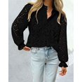 thumbnail image 4 of Blusa Negra de Encaje para Mujer PRETTYGARDEN Manga Abullonada Talle S, 4 of 6