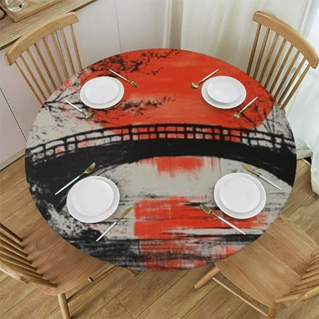 

Autua Bridge River Sunset Round Tablecloth Stain-Resistant Washable Indoor Outdoor Restaurant Wedding Party Waterproof Picnic Camping Kitchen Dining - Multiple Sizes Available 31 -35