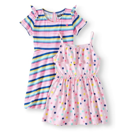 Stripe Jersey Ruffle Dress - Ruffle Polka Dot and Stripe Dresses, 2-Pack (Little Girls)