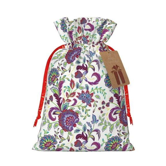 Picia Fairy Flower Pattern Christmas Gift Bags, Xmas Gift Bags, Suitable for Holiday Kraft Paper Gift Bags, Reusable Christmas Gift Bags,Festive Gift Packaging Bag-Small