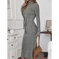 thumbnail image 6 of SOMER Dresses for Women Slimming Dresses Sweater Dress Long Sleeve Knit High Neck Tie Waist Bodycon Midi 2025 Fall Winter, 6 of 7